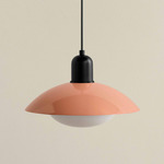 Arundel Mushroom Outdoor Pendant - Black / Peach Shade