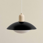 Arundel Mushroom Outdoor Pendant - Bone / Black Shade