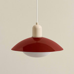 Arundel Mushroom Outdoor Pendant - Bone / Oxide Red Shade