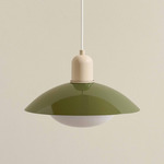 Arundel Mushroom Outdoor Pendant - Bone / Reed Green Shade