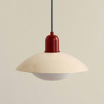 Arundel Mushroom Outdoor Pendant - Oxide Red / Bone Shade