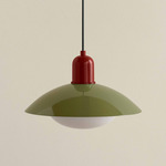 Arundel Mushroom Outdoor Pendant - Oxide Red / Reed Green Shade