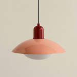 Arundel Mushroom Outdoor Pendant - Oxide Red / Peach Shade