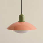 Arundel Mushroom Outdoor Pendant - Reed Green / Peach Shade