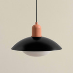 Arundel Mushroom Outdoor Pendant - Peach / Black Shade