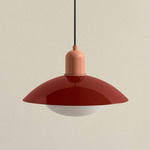 Arundel Mushroom Outdoor Pendant - Peach / Oxide Red Shade