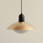 Brass Arundel Mushroom Outdoor Pendant - Blackened Brass / Brass Shade