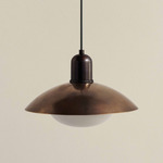 Brass Arundel Mushroom Outdoor Pendant - Blackened Brass / Patina Brass Shade