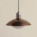 Brass Arundel Mushroom Outdoor Pendant - Pewter / Patina Brass Shade