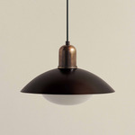 Brass Arundel Mushroom Outdoor Pendant - Patina Brass / Blackened Brass Shade