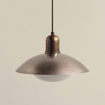 Brass Arundel Mushroom Outdoor Pendant - Patina Brass / Pewter Shade