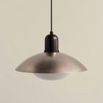 Brass Arundel Mushroom Outdoor Pendant - Blackened Brass / Pewter Shade