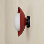 Arundel Mushroom Outdoor Surface Mount - Black Canopy / Oxide Red Shade