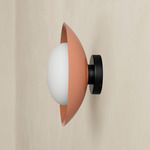 Arundel Mushroom Outdoor Surface Mount - Black Canopy / Peach Shade