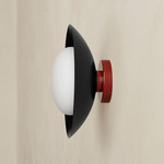 Arundel Mushroom Outdoor Surface Mount - Oxide Red Canopy / Black Shade