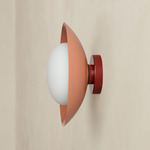 Arundel Mushroom Outdoor Surface Mount - Oxide Red Canopy / Peach Shade