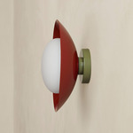 Arundel Mushroom Outdoor Surface Mount - Reed Green Canopy / Oxide Red Shade