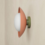 Arundel Mushroom Outdoor Surface Mount - Reed Green Canopy / Peach Shade