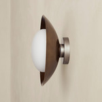 Brass Arundel Mushroom Outdoor Surface Mount - Pewter Canopy / Patina Brass Shade
