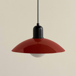 Arundel Orb Outdoor Pendant - Black / Oxide Red Shade