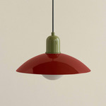 Arundel Orb Outdoor Pendant - Reed Green / Oxide Red Shade