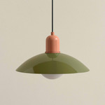 Arundel Orb Outdoor Pendant - Peach / Reed Green Shade