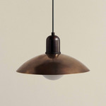 Brass Arundel Orb Outdoor Pendant - Blackened Brass / Patina Brass Shade