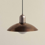 Brass Arundel Orb Outdoor Pendant - Pewter / Patina Brass Shade