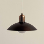 Brass Arundel Orb Outdoor Pendant - Patina Brass / Blackened Brass Shade