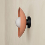 Arundel Orb Outdoor Surface Mount - Black Canopy / Peach Shade