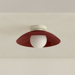 Arundel Orb Outdoor Surface Mount - Bone Canopy / Oxide Red Shade