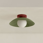 Arundel Orb Outdoor Surface Mount - Oxide Red Canopy / Reed Green Shade