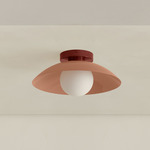 Arundel Orb Outdoor Surface Mount - Oxide Red Canopy / Peach Shade