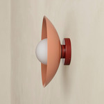 Arundel Orb Outdoor Surface Mount - Oxide Red Canopy / Peach Shade