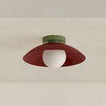 Arundel Orb Outdoor Surface Mount - Reed Green Canopy / Oxide Red Shade