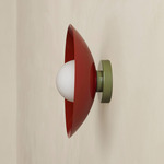 Arundel Orb Outdoor Surface Mount - Reed Green Canopy / Oxide Red Shade