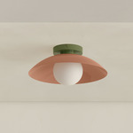 Arundel Orb Outdoor Surface Mount - Reed Green Canopy / Peach Shade