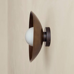 Brass Arundel Orb Outdoor Surface Mount - Blackened Brass Canopy / Patina Brass Shade