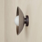 Brass Arundel Orb Outdoor Surface Mount - Blackened Brass Canopy / Pewter Shade