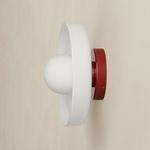 Disc Orb Outdoor Surface Mount - Oxide Red Canopy / Opaline
