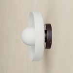Disc Orb Outdoor Surface Mount - Blackened Brass Canopy / Opaline