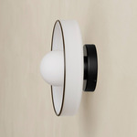 Disc Orb Outdoor Surface Mount - Black Canopy / Opaline, Pistachio Rim