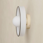 Disc Orb Outdoor Surface Mount - Bone Canopy / Opaline, Pistachio Rim