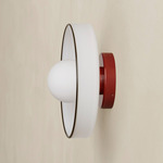 Disc Orb Outdoor Surface Mount - Oxide Red Canopy / Opaline, Pistachio Rim