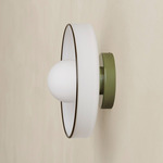 Disc Orb Outdoor Surface Mount - Reed Green Canopy / Opaline, Pistachio Rim