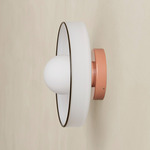 Disc Orb Outdoor Surface Mount - Peach Canopy / Opaline, Pistachio Rim