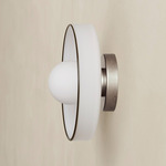 Disc Orb Outdoor Surface Mount - Pewter Canopy / Opaline, Pistachio Rim