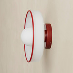 Disc Orb Outdoor Surface Mount - Oxide Red Canopy / Opaline, Red Rim