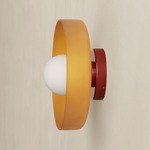 Disc Orb Outdoor Surface Mount - Oxide Red Canopy / Sandblasted Amber