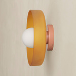 Disc Orb Outdoor Surface Mount - Peach Canopy / Sandblasted Amber